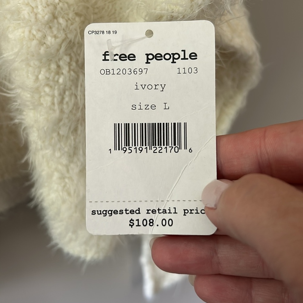 NWT Free People Icing V‎ Pullover V-Neck Sweater Ivory Cream Size Large - Picture 3 of 7